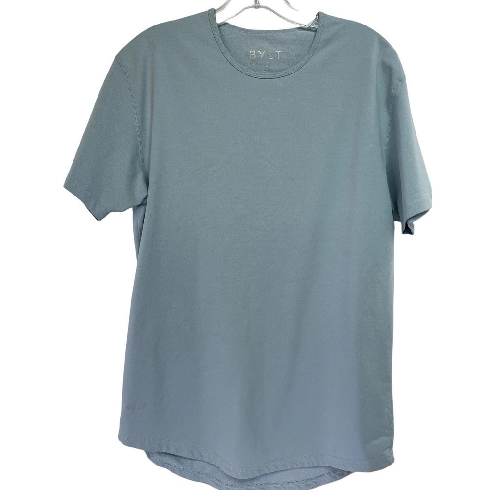 BYLT Drop Cut Womens Sz Medium Light Blue Pullover Shirt (B42) EUC